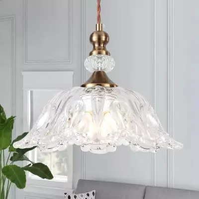 Vilkas Vintage Flower Shaped Glass Pendant Light Vilkas Vintage Flower Shaped Glass Pendant Light