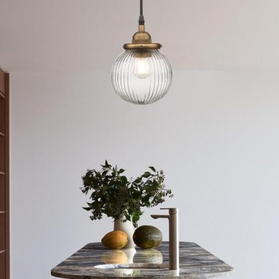 Meliora Rustic Ribbed Glass Globe Pendant Light Meliora Rustic Ribbed Glass Globe Pendant Light