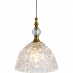 Jorvald Vintage Crystal Dome Brass Pendant Light