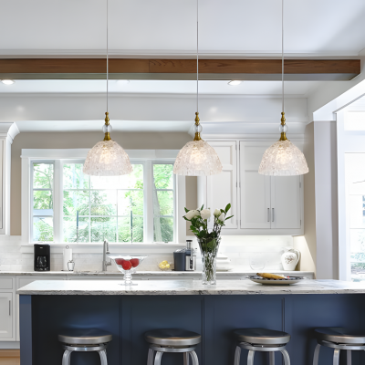 Jorvald Vintage Crystal Dome Brass Pendant Light