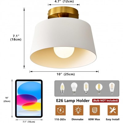 Siora White Metal Semi Flush Mount Ceiling Light