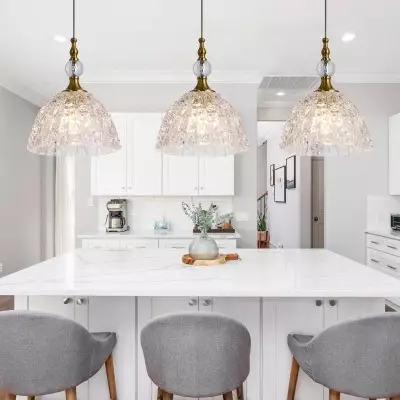 Jorvald Vintage Crystal Dome Brass Pendant Light Jorvald Vintage Crystal Dome Brass Pendant Light