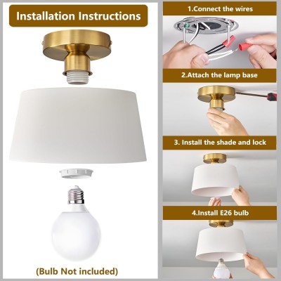 Siora White Metal Semi Flush Mount Ceiling Light