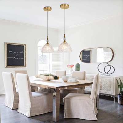 Jorvald Vintage Crystal Dome Brass Pendant Light