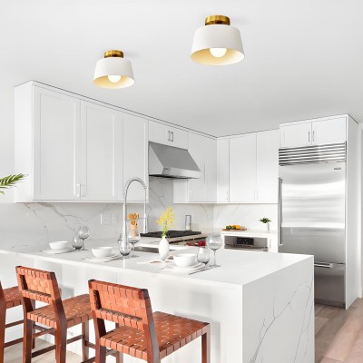 Siora White Metal Semi Flush Mount Ceiling Light