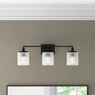 Cerys Modern 3-Light Ribbed Glass Cylinder Sconce Cerys Modern 3-Light Ribbed Glass Cylinder Sconce