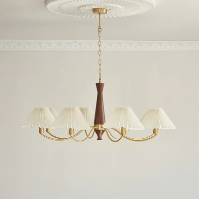 Axel Rustic Pleated Shade Wood Chandelier