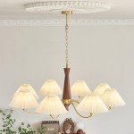 Axel Rustic Pleated Shade Wood Chandelier Axel Rustic Pleated Shade Wood Chandelier