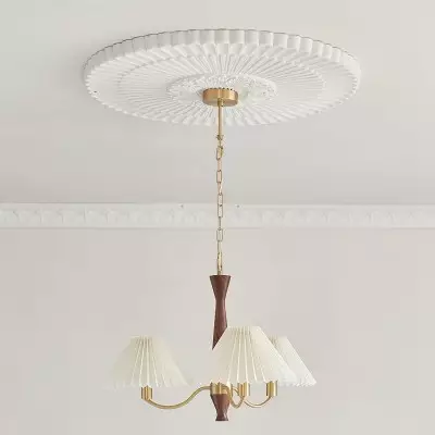 Axel Rustic Pleated Shade Wood Chandelier