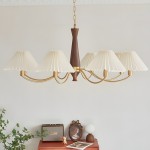 Axel Rustic Pleated Shade Wood Chandelier Axel Rustic Pleated Shade Wood Chandelier
