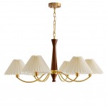 Axel Rustic Pleated Shade Wood Chandelier Axel Rustic Pleated Shade Wood Chandelier
