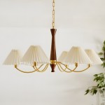 Axel Rustic Pleated Shade Wood Chandelier Axel Rustic Pleated Shade Wood Chandelier