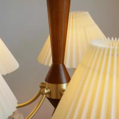 Axel Rustic Pleated Shade Wood Chandelier