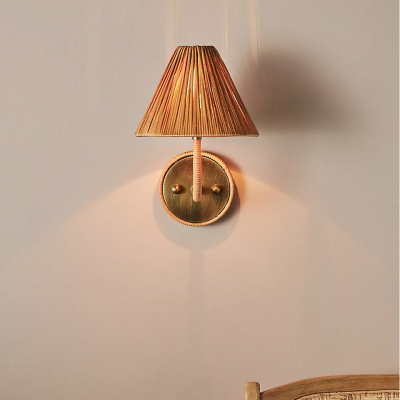 Calmyn Natural Woven Rattan Cone Wall Sconce Calmyn Natural Woven Rattan Cone Wall Sconce