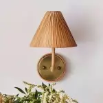 Calmyn Natural Woven Rattan Cone Wall Sconce