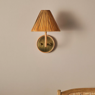 Calmyn Natural Woven Rattan Cone Wall Sconce Calmyn Natural Woven Rattan Cone Wall Sconce