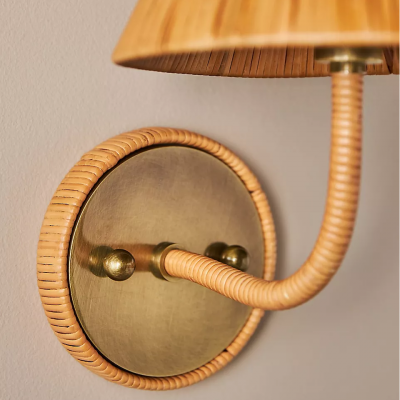 Calmyn Natural Woven Rattan Cone Wall Sconce Calmyn Natural Woven Rattan Cone Wall Sconce