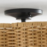 Tranquil Bohemian Style Flower Rattan Ceiling Light