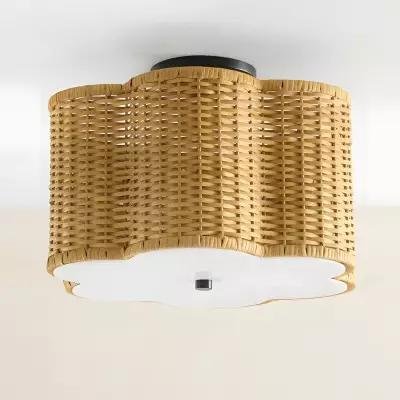 Tranquil Bohemian Style Flower Rattan Ceiling Light