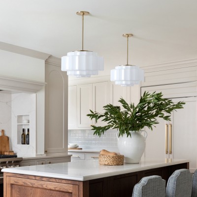 Winry Antique Brass Tiered Milk Glass Pendant Light Winry Antique Brass Tiered Milk Glass Pendant Light