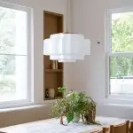 Winry Antique Brass Tiered Milk Glass Pendant Light