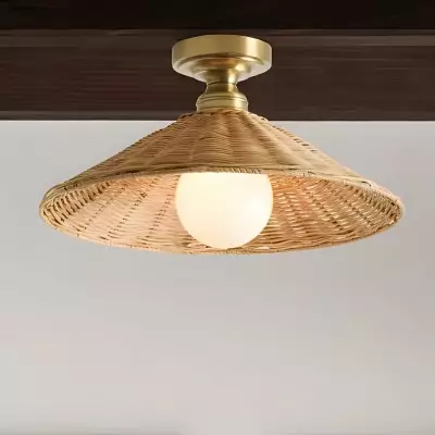 Blisaa Farmhouse Conical Rattan Ceiling Light