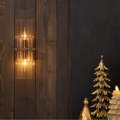 Vovizy Farmhouse Crystal Cylinder Double Sconce Vovizy Farmhouse Crystal Cylinder Double Sconce