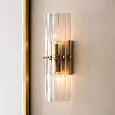 Vovizy Farmhouse Crystal Cylinder Double Sconce Vovizy Farmhouse Crystal Cylinder Double Sconce