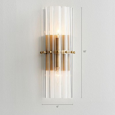 Vovizy Farmhouse Crystal Cylinder Double Sconce Vovizy Farmhouse Crystal Cylinder Double Sconce