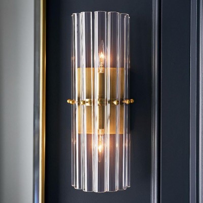 Vovizy Farmhouse Crystal Cylinder Double Sconce Vovizy Farmhouse Crystal Cylinder Double Sconce