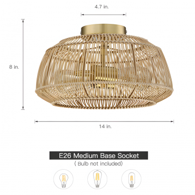 Lyril Boho Rattan Semi Flush Mount Ceiling Light Lyril Boho Rattan Semi Flush Mount Ceiling Light