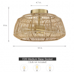 Lyril Boho Rattan Semi Flush Mount Ceiling Light
