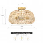 Lyril Boho Rattan Semi Flush Mount Ceiling Light