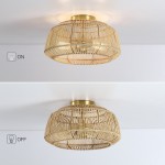 Lyril Boho Rattan Semi Flush Mount Ceiling Light