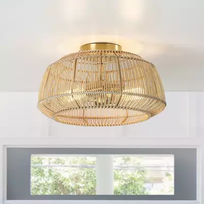 Lyril Boho Rattan Semi Flush Mount Ceiling Light Lyril Boho Rattan Semi Flush Mount Ceiling Light