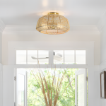 Lyril Boho Rattan Semi Flush Mount Ceiling Light
