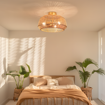 Lyril Boho Rattan Semi Flush Mount Ceiling Light Lyril Boho Rattan Semi Flush Mount Ceiling Light