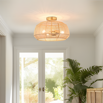 Lyril Boho Rattan Semi Flush Mount Ceiling Light Lyril Boho Rattan Semi Flush Mount Ceiling Light