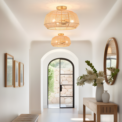 Lyril Boho Rattan Semi Flush Mount Ceiling Light Lyril Boho Rattan Semi Flush Mount Ceiling Light