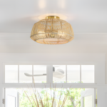 Lyril Boho Rattan Semi Flush Mount Ceiling Light