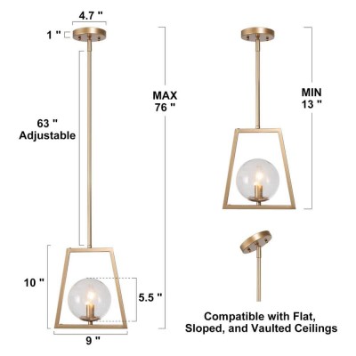 Pyra Modern Geometric Brass Pendant Light