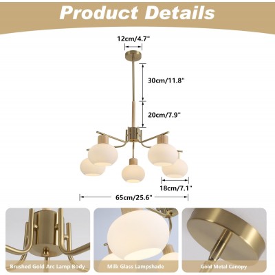 Jesper Gold Modern Frosted Glass Chandelier Jesper Gold Modern Frosted Glass Chandelier