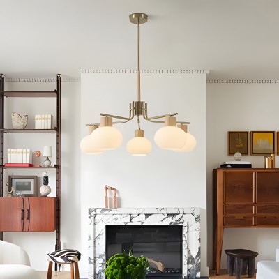 Jesper Gold Modern Frosted Glass Chandelier Jesper Gold Modern Frosted Glass Chandelier