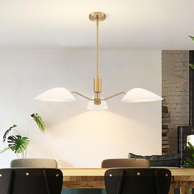 Carter Minimalist Sputnik Opal White Glass Chandelier Carter Minimalist Sputnik Opal White Glass Chandelier