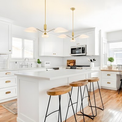 Carter Minimalist Sputnik Opal White Glass Chandelier Carter Minimalist Sputnik Opal White Glass Chandelier