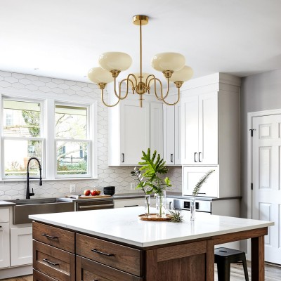 Luna Cream White Bubble Glass Chandelier Luna Cream White Bubble Glass Chandelier