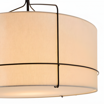 Bravos Rustic White Fabric Drum Pendant Light