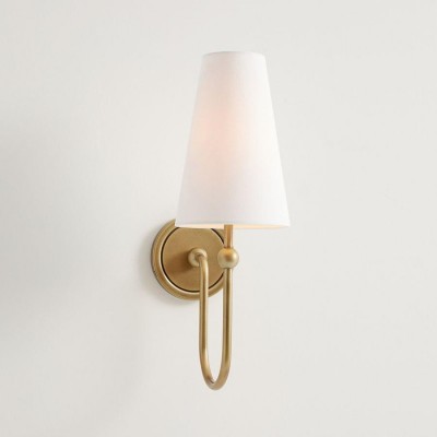 Azon Country Linen Brass Swan Neck Wall Light Azon Country Linen Brass Swan Neck Wall Light