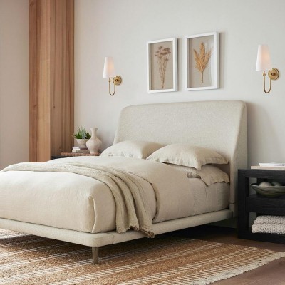 Azon Country Linen Brass Swan Neck Wall Light Azon Country Linen Brass Swan Neck Wall Light