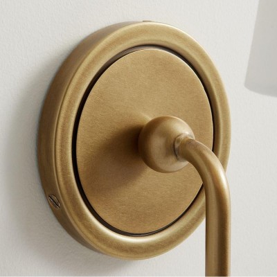 Azon Country Linen Brass Swan Neck Wall Light Azon Country Linen Brass Swan Neck Wall Light